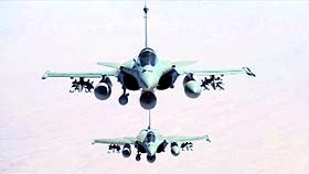 Rafale fighter jets with GBU 12 bombs during a mission over Iraq on Friday.