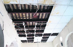 The dilapidated roof of Amritsar railway station building, which has been declared unsafe. Photo: RK Soni