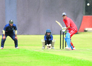 A match in progress during the First Rama Atray Women Cricket Tournament in Chandigarh on Saturday.