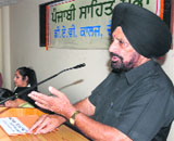 Dr Kirpal S Kazaak delivers a talk at DAV College-10 on Saturday.