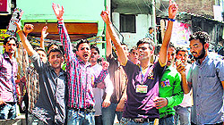 Students take out a rally in Chamba on Saturday
