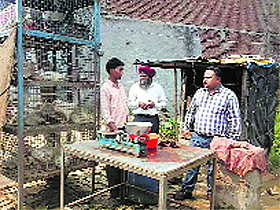 Officials from the Community Health Centre, Sanhewal, interact with owners of a meat shop in Ludhiana.