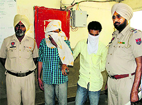 The accused in police custody in Bathinda on Sunday. 
