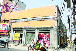 An illegal commercial building near Mai Nand Kaur Gurdwara at Ghumar Mandi in Ludhiana