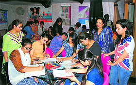 Fashion designing students at INIFD prepare their concepts for the upcoming Lakme Fahsion Week spring, summer and resort wear edition in 2015.