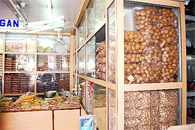 Walnuts and other dry fruits displayed at a shop in Amritsar.