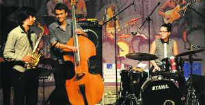 Artistes perform during a cultural evening organised by Alliance Française de Chandigarh in association with the ICCR and the Punjab Arts Council at Punjab Kala Bhawan in Sector 16, Chandigarh, on Tuesday.
