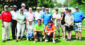 Golfers from New Zealand pose for a photograph at the Golf Club in Chandigarh on Tuesday.