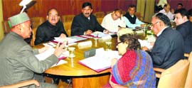 Chief Minister Virbhadra Singh presides over the Cabinet meeting in Shimla on Tuesday.