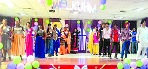 Students walk the ramp during a freshers party at the Ludhiana College of Engineering and Technology, Katani Kalan