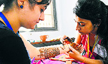 Students take part in various events during the Panjab University Zonal Youth and Heritage Festival at the Government College for Girls in Ludhiana on Tuesday