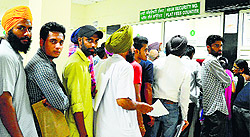 Applicants at the District Transport Office in Ludhiana
