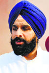 Revenue Minister Bikram Majithia at Banga on Tuesday. Tribune photo: Malkiat Singh