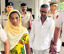 The accused, Brij Pal and his wife Guddu Rani, being produced in a court in Panchkula on Wednesday