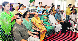 Participants at a Reiki camp organised by the Lioness Club, Panchkula Central, in association with the Chandigarh Senior Citizens Association at Sood Bhawan in Sector 44, Chandigarh, on Wednesday