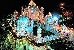 The Mansa Devi temple all decked up for the Navratras in Panchkula on Wednesday