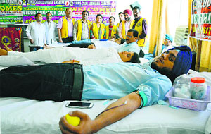 A blood donation camp under way in Ludhiana.