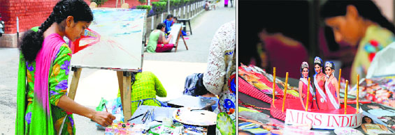 Students take part in various events during the Panjab University Zonal Youth and Heritage Festival at the Government College for Girls in Ludhiana on Wednesday.