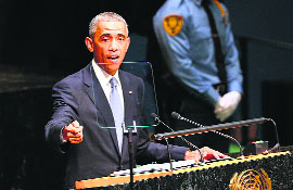 President Barack Obama speaks at the 69th Session of the United Nations General Assembly on Wednesday.
