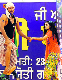 A skit during the zonal youth festival at Gian Jyoti Girls College, Gurthadi, near Sangat Mandi, in Bathinda on Thursday