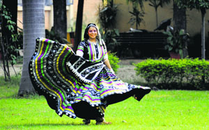 A student takes part in an event during the concluding day of the Panjab University Zonal Youth and Heritage Festival at the Government College for Girls in Ludhiana