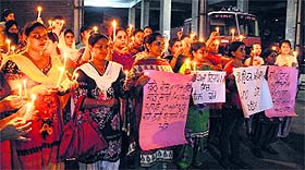 The Computer Teachers Sanjha Front held a candlelight march in Bathinda on Saturday.