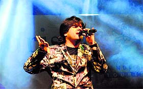 Bollywood singer Javed Ali performs on the occasion of World Tourism Week-2014 at the Sector 17 Plaza, Chandigarh, on Saturday.