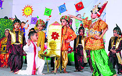 Children stage the play “Andher Nagri Choupat Raja” during a cultural extravaganza at BCM Arya’s Kindergarten in Ludhiana