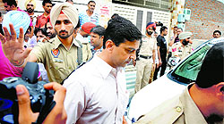 Commissioner Pramod Ban at the crime site in Jamalpur on Saturday