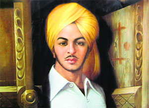 A portrait of Bhagat Singh