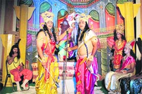 Divine act: Artistes perform at a Ram Lila in Jalandhar on Sunday