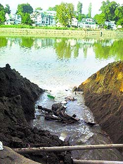 A dug up road in the Raj Bagh area of Srinagar. 