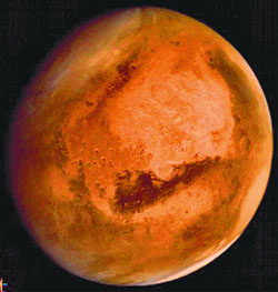 The pic taken by ISROs Mars Orbiter Mission shows dust storm in the northern hemisphere. PTI 