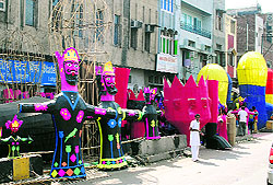 effigies on sale at a roadside of Lohgarh in Amritsar on Tuesday