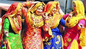 Students of the Guru Nanak Khalsa College for Women, Gujarkhan Campus, in a jubilant mood after their performance at a cultural show on the occasion of an alumni meet.