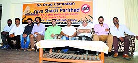Dignitaries during a seminar on drug addiction at SAN Model High School in Ludhiana.