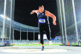 Vikas Gowda in action in the discus throw final at Incheon on Tuesday