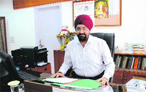 Col GS Chadha at his office in Panjab University, Chandigarh, on Wednesday