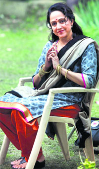 Hema Malini during the shooting of her upcoming film "Shimla Mirchy" at British Resort in Shimla on Wednesday.