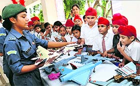 cadets enjoy Army tank ride during an NDA awareness camp at Sainik School in Kapurthala on Wednesday. 