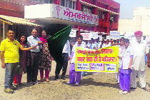 Medical officials during an awareness rally in Jagraon on Wednesday.