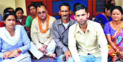 Statehood agitators hold a protest at Shaheed Sthal in Dehradun on Wednesday. Tribune photo: Abhyudaya Kotnala
