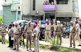 the police force deployed outside hospital in Jalandhar on Thursday