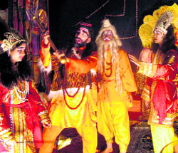 A scene from Ramlila being staged at Almora in Kumaon on Thursday.