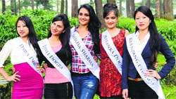 Contestants of the Miss Himalaya pageant 2014 at McLeodganj in Dharamsala on Friday. Photo: Kamaljeet