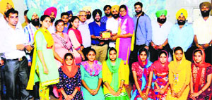 Organisers felicitate the volunteers at Timberwal village near Ahmedgarh. A Tribune photograph 