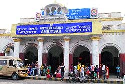 The entrance to the railway station in Amritsar