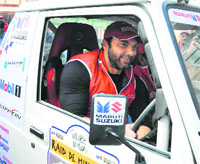 Bollywood actor Sohail Khan participates in the 16th Maruti Suzuki Raid De Himalaya in Shimla on Saturday. Photo: Amit Kanwar