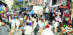 Encroachments at Chaura Bazar in Ludhiana. A file photo
