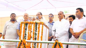 Madhya Pradesh CM Shivraj Singh Chouhan addresses a meeting in Kaithal on Sunday